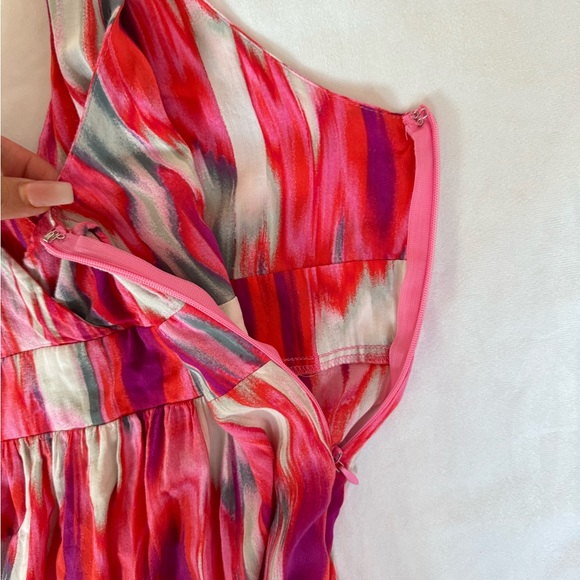 Athleta Georgia Racerback Deep V-Neck Watercolor Women’s Sundress SZ Small Rayon - Picture 9 of 13